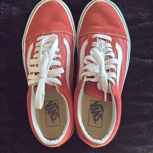 Vans Red Canvas and Suede Sneakers